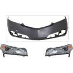 JC Whitney 3-Piece Kit Driver and Passenger Side HID/Xenon Headlight, Without bulb(s), OE Replacement Includes (2) Headlight and (1) Bumper Cover