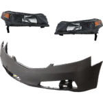 JC Whitney 3-Piece Kit Driver and Passenger Side HID/Xenon Headlight, Without bulb(s), OE Replacement Includes (2) Headlight and (1) Bumper Cover