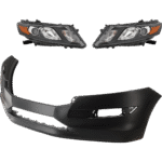 JC Whitney 3-Piece Kit Driver and Passenger Side Headlight, Includes (2) Headlight and (1) Bumper Cover