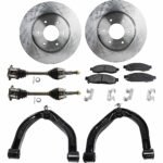 TrueDrive 8-Piece Kit Front, Driver and Passenger Side Axle Assembly with Brake Discs, Brake Pad Set, and Control Arms, Four Wheel Drive