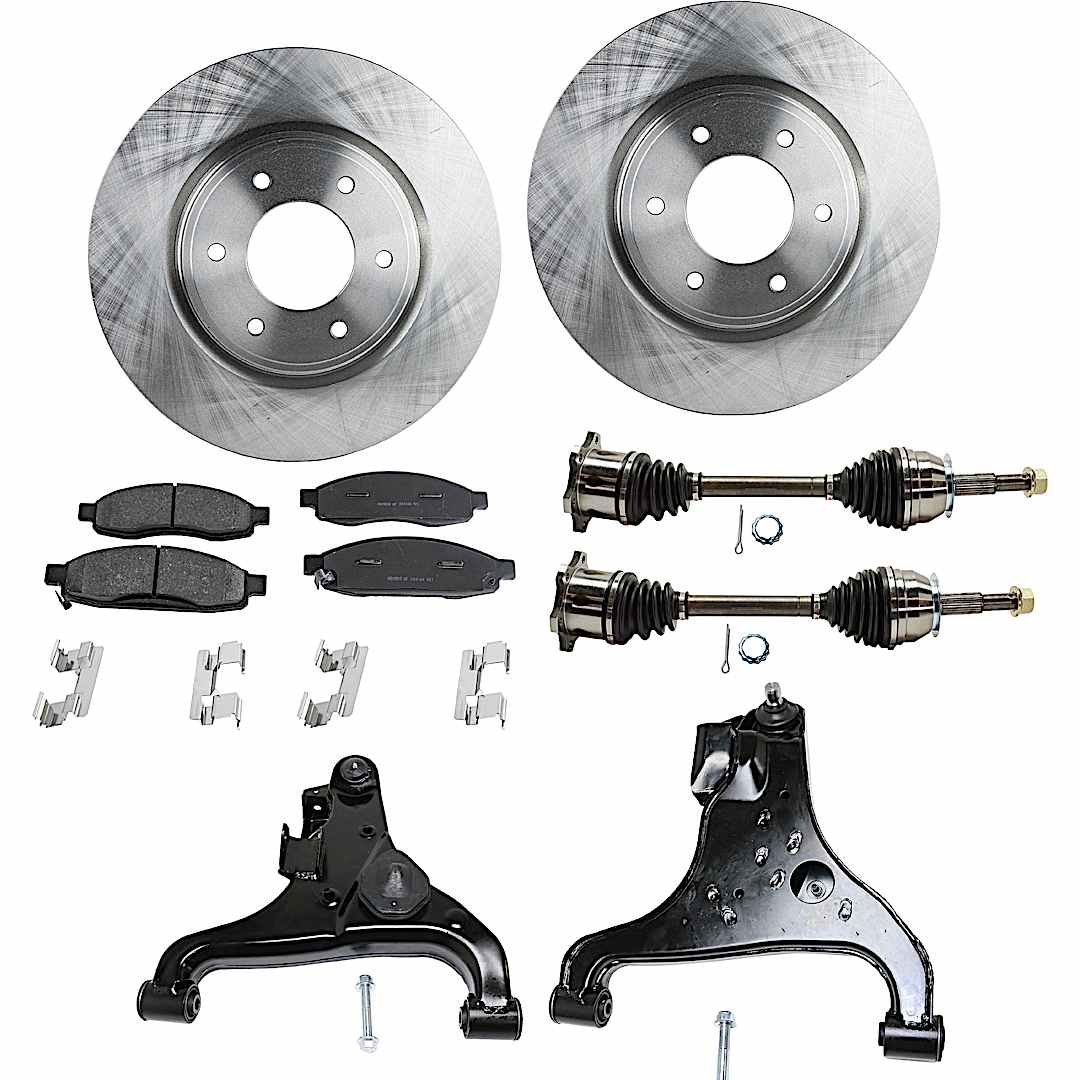 kit-032822-230_1.jpg TrueDrive 7-Piece Kit Front, Driver and Passenger Side, Lower Control Arm with Axle Assemblies, Brake Discs, and Brake Pad Set, 4WD, Production Date From April 2007 - Image 1