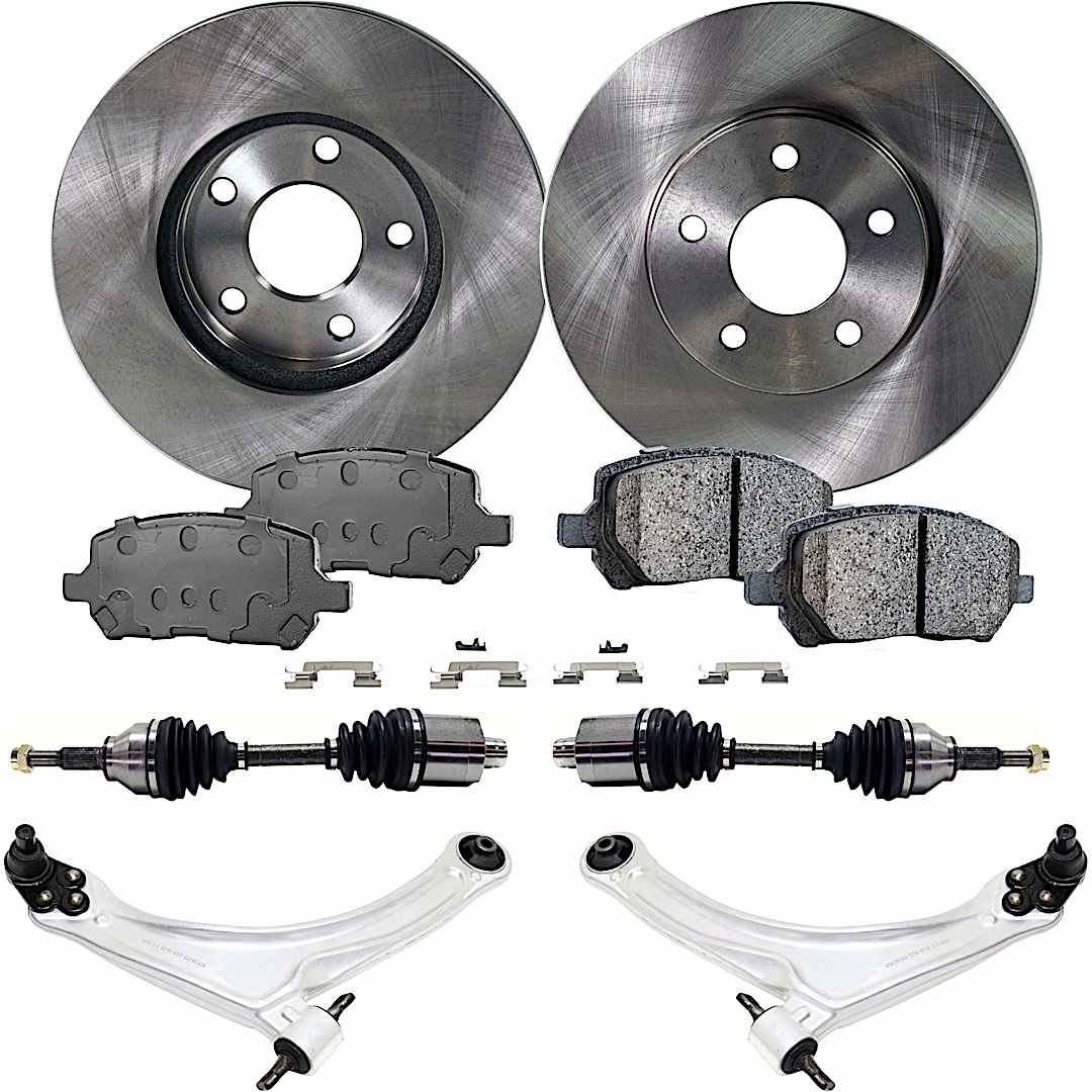 kit-032822-236_1.jpg TrueDrive 7-Piece Kit Front, Driver and Passenger Side, Lower Control Arm, FWD, Automatic Transmission, 5 Lug Wheels, includes Axle Assembly, Brake Discs, and Brake Pad Set - Image 1