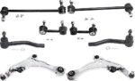 Replacement 8-Piece Kit Front, Driver and Passenger Side, Lower Control Arm Kit, Includes (2) Control Arm, (4) Sway Bar Link, and (2) Tie Rod End