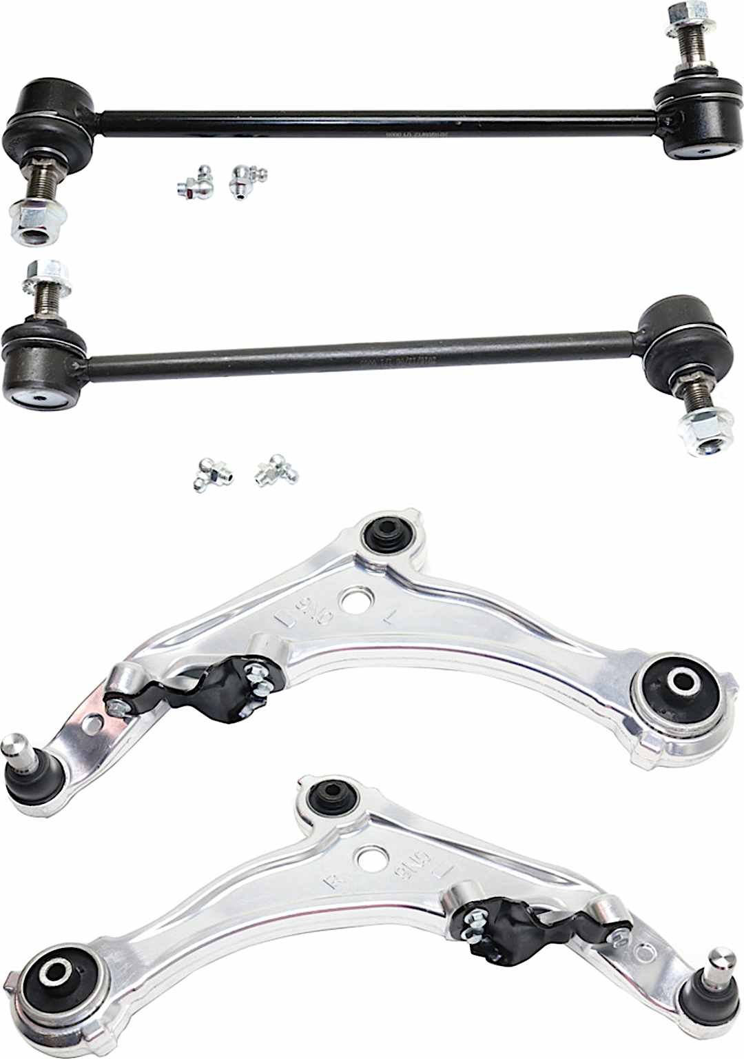 kit-040418-33_1.jpg TrueDrive 4-Piece Kit Front, Driver and Passenger Side, Lower Control Arm Kit, Includes (2) Control Arm and (2) Sway Bar Link - Image 1
