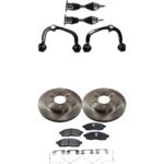 TrueDrive 8-Piece Kit Front, Driver and Passenger Side Axle Assembly, Supplied with Standard Neoprene Outboard Boot, Includes (2) Axle Assembly, (2) Brake Disc, (1) Brake Pad Set, and (2) Control Arm