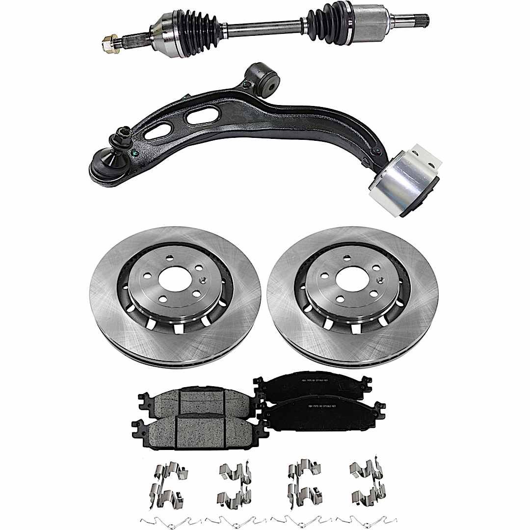 kit-040422-047_1.jpg TrueDrive 5-Piece Kit Front, Driver Side, Lower Control Arm, includes Axle Assembly, Brake Discs, and Brake Pad Set - Image 1