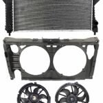 Replacement 4-Piece Kit Driver and Passenger Side Radiator and A/C Condenser Fan, includes Radiator Support