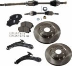 TrueDrive 8-Piece Kit Front, Driver and Passenger Side Axle Assembly with Brake Discs, Brake Pad Sets, and Control Arms, AWD