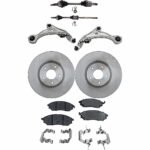 TrueDrive 8-Piece Kit Front, Driver and Passenger Side Axle Assembly with Brake Discs, Brake Pad Set, and Control Arms, Front Wheel Drive