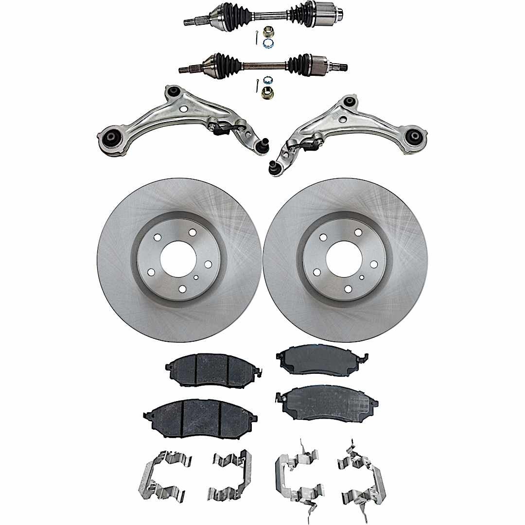 kit-041022-041_1.jpg TrueDrive 8-Piece Kit Front, Driver and Passenger Side Axle Assembly with Brake Discs, Brake Pad Set, and Control Arms, AWD - Image 1