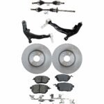 TrueDrive 8-Piece Kit Front, Driver and Passenger Side Axle Assembly with Brake Discs, Brake Pad Set, and Control Arms, Front Wheel Drive