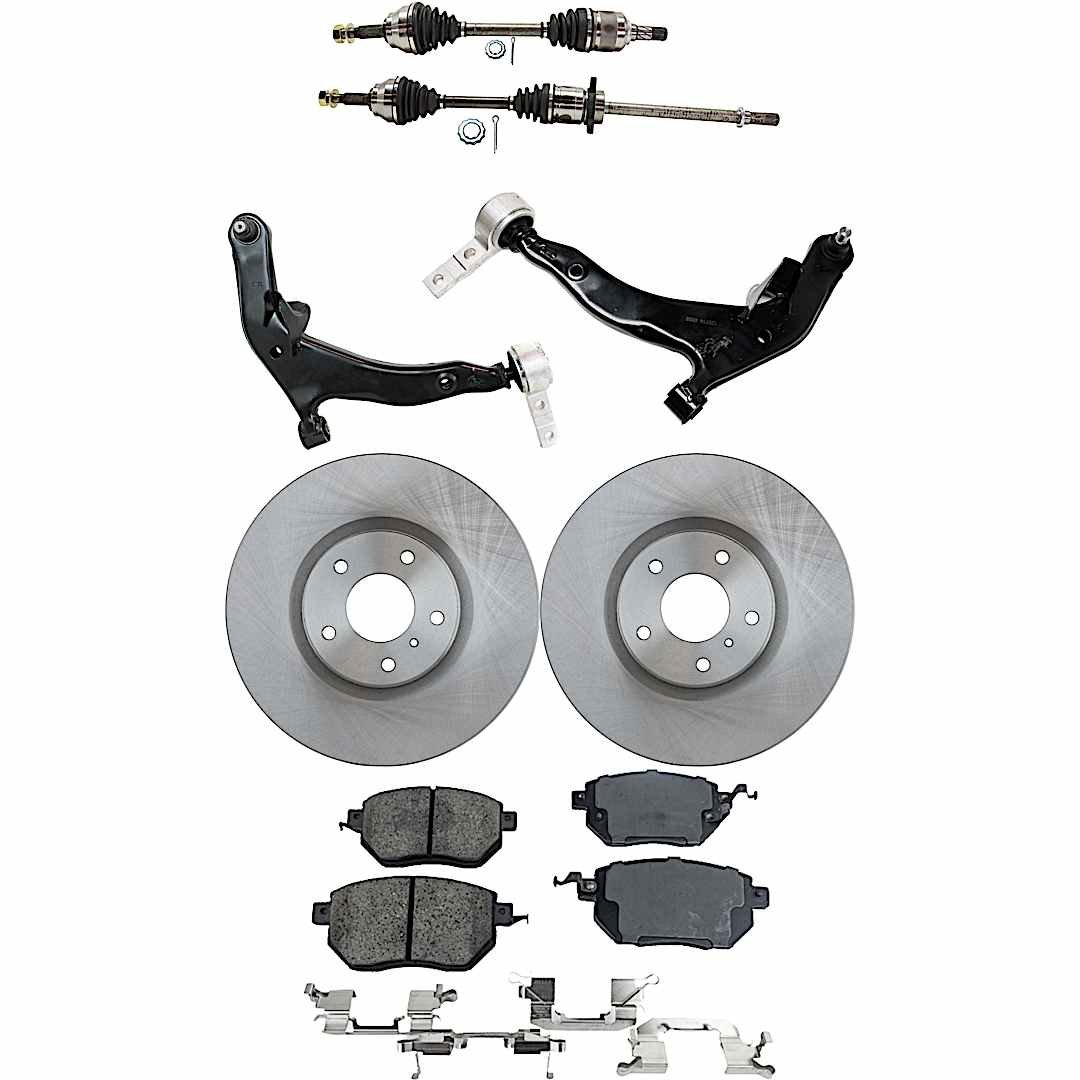 kit-041022-043_1.jpg TrueDrive 8-Piece Kit Front, Driver and Passenger Side Axle Assembly with Brake Discs, Brake Pad Set, and Control Arms, Front Wheel Drive - Image 1