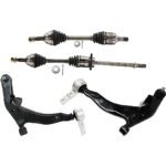 TrueDrive 8-Piece Kit Front, Driver and Passenger Side Axle Assembly with Brake Discs, Brake Pad Set, and Control Arms, Front Wheel Drive