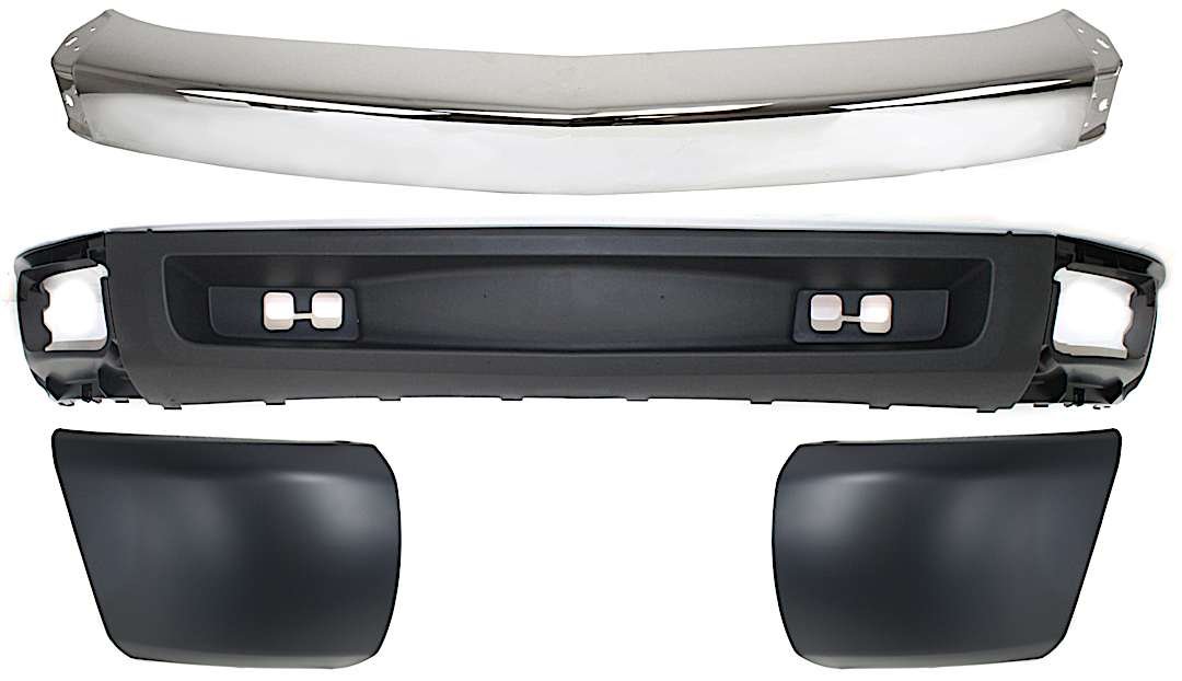 kit-050117-24_1.jpg Replacement 4-Piece Kit, Front Bumper, Chrome, Includes (1) Bumper, (2) Bumper End, and (1) Valance - Image 1