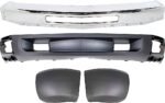 Replacement 4-Piece Kit, Front Bumper, For Models Without Fog Lights, For Models With Tow Hook Holes, Chrome, Includes (1) Bumper, (2) Bumper End, and (1) Valance