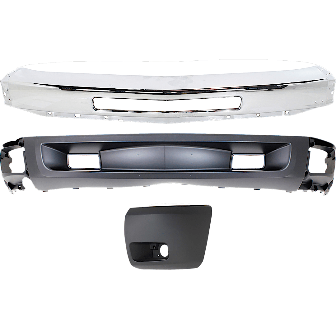 kit-050117-84_1.png Replacement 3-Piece Kit, Front Bumper, Chrome, Includes (1) Bumper, (1) Bumper End, and (1) Valance - Image 1