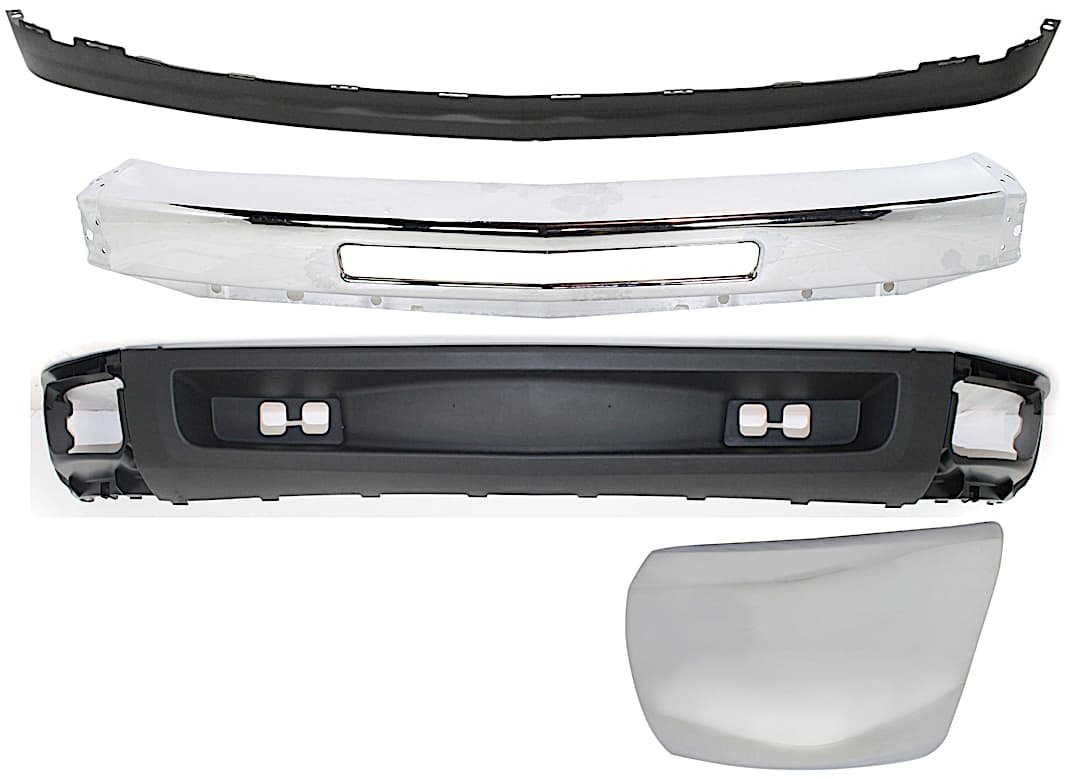 kit-050217-36_1.jpg Replacement 4-Piece Kit, Front Bumper, Chrome, Includes (1) Bumper, (1) Bumper End, and (2) Valance - Image 1