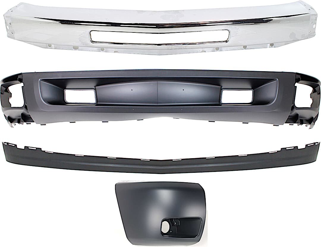 kit-050217-80_1.jpg Replacement 4-Piece Kit, Front Bumper, Chrome, Includes (1) Bumper, (1) Bumper End, and (2) Valance - Image 1
