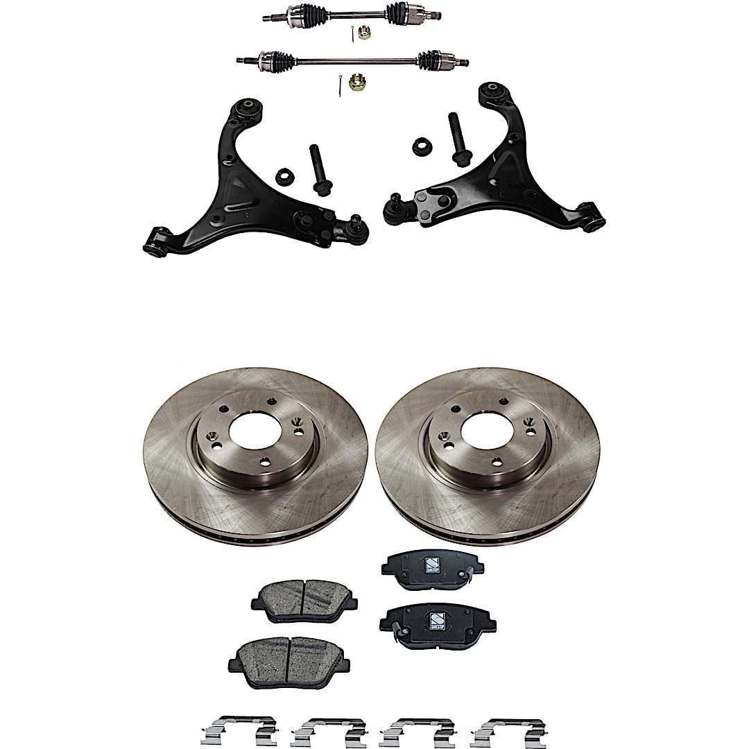 kit-050222-073_1.jpg TrueDrive 8-Piece Kit Front, Driver and Passenger Side Axle Assemblies with Brake Discs, Brake Pad Set, and Control Arms, VIN C (8th Digit), Naturally Aspirated, FWD, Automatic Transmission - Image 1