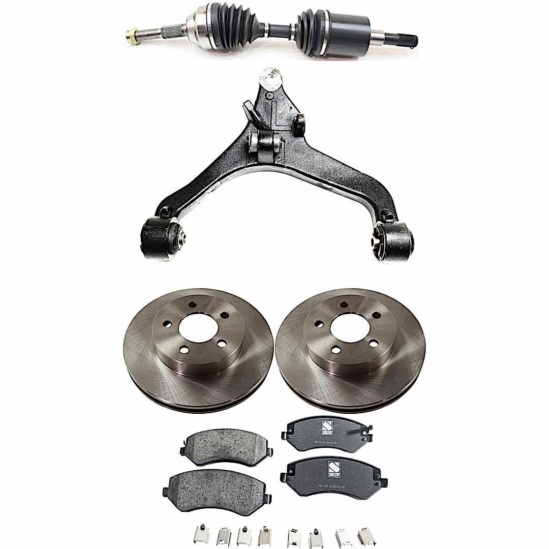 kit-050222-076_1.jpg TrueDrive 5-Piece Kit Front, Driver Side, Lower Control Arm with Axle Assembly, Brake Discs, and Brake Pad Set, 4WD - Image 1