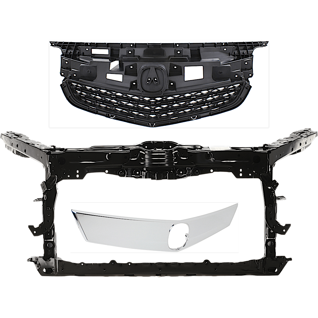 kit-050225-107_1.png JC Whitney 3-Piece Kit Radiator Support Assembly, 3.5L, 6Cyl Includes (2) Grille Assembly and (1) Radiator Support - Image 1