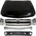 Replacement 6-Piece Kit, Grille Chrome, Includes (1) Bumper, (1) Grille, (2) Headlight, (1) Hood, and (1) Valance