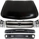 Replacement 6-Piece Kit, Grille Chrome, Includes (1) Bumper, (1) Grille, (2) Headlight, (1) Hood, and (1) Valance