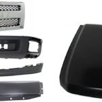 Replacement 5-Piece Kit Factory Style Hood, Steel, Primed, Includes (1) Bumper, (1) Grille, (1) Hood, and (2) Valance