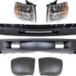 Replacement 6-Piece Kit Front Valance, Primed, For Models With Tow Hook Holes, includes Bumper, Bumper Ends and Headlights