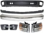 Replacement 7-Piece Kit, Front Bumper, Chrome, Includes (1) Bumper, (2) Bumper End, (2) Headlight, and (2) Valance