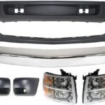 Replacement 7-Piece Kit, Front Bumper, Chrome, Includes (1) Bumper, (2) Bumper End, (2) Headlight, and (2) Valance