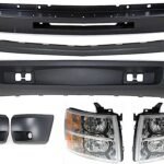 Replacement 7-Piece Kit Driver and Passenger Side Halogen Headlight, With bulb(s), OE Replacement, Includes (1) Bumper, (2) Bumper End, (2) Headlight and (2) Valance