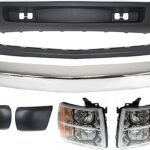 Replacement 7-Piece Kit, Front Bumper, Chrome, Includes (1) Bumper, (2) Bumper End, (2) Headlight, and (2) Valance