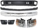 Replacement 7-Piece Kit, Front Bumper, Chrome, Includes (1) Bumper, (2) Bumper End, (2) Headlight, and (2) Valance