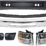 Replacement 7-Piece Kit, Front Bumper, Chrome, Includes (1) Bumper, (2) Bumper End, (2) Headlight, and (2) Valance