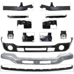 Replacement 13-Piece Kit, Front Bumper, Chrome, Includes (1) Bumper, (6) Bumper Bracket, (1) Bumper Cover, (2) Bumper Trim, (2) Fog Light, and (1) Valance