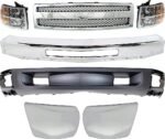 Replacement 7-Piece Kit Front Valance, Primed, Without Fog Lights, With Tow Hook Holes, includes Bumper, Bumper Ends, Grille and Headlights