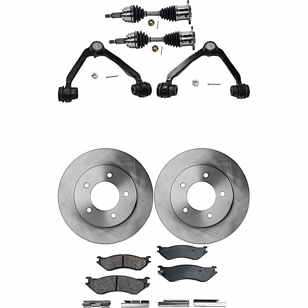 kit-052722-019_1.jpg TrueDrive 8-Piece Kit Front, Driver and Passenger Side Axle Assembly - New, Includes (2) Axle Assembly, (2) Brake Disc, (1) Brake Pad Set, and (2) Control Arm - Image 1