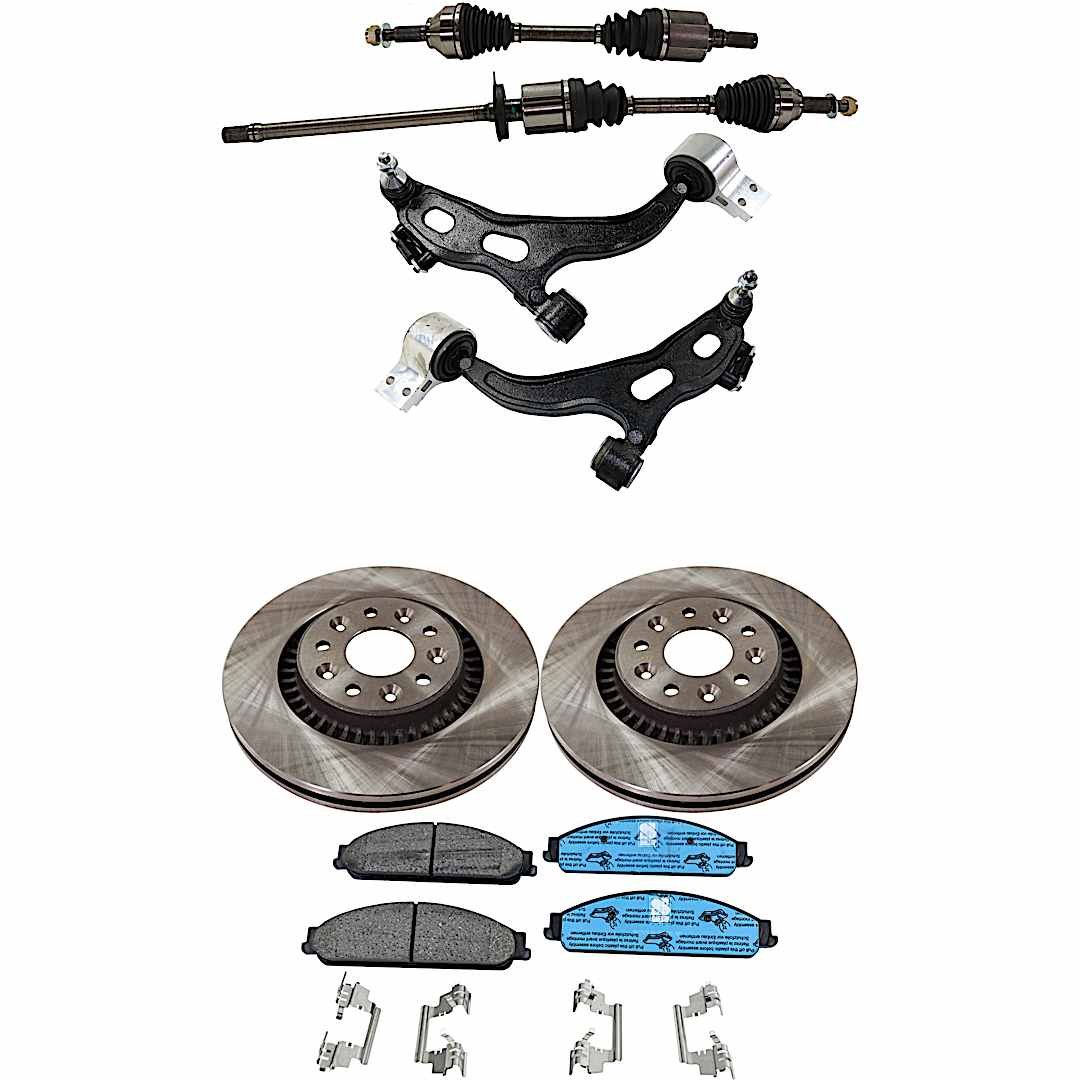 kit-052722-125_1.jpg TrueDrive 8-Piece Kit Front Axle Assembly with Brake Discs, Brake Pad Set, and Control Arms, FWD - Image 1