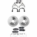 TrueDrive 9-Piece Kit Front, Driver and Passenger Side, Upper and Lower Control Arm with Axle Assemblies, Brake Discs, and Brake Pad Set, 7 Lugs