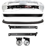 Replacement 7-Piece Kit, Front Bumper, Chrome, Includes (1) Bumper, (2) Bumper Bracket, (2) Bumper Cover, and (2) Fog Light