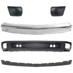 Replacement 5-Piece Kit, Front, Driver and Passenger Side, Lower Bumper, Chrome, Includes (1) Bumper, (2) Bumper End, and (2) Valance