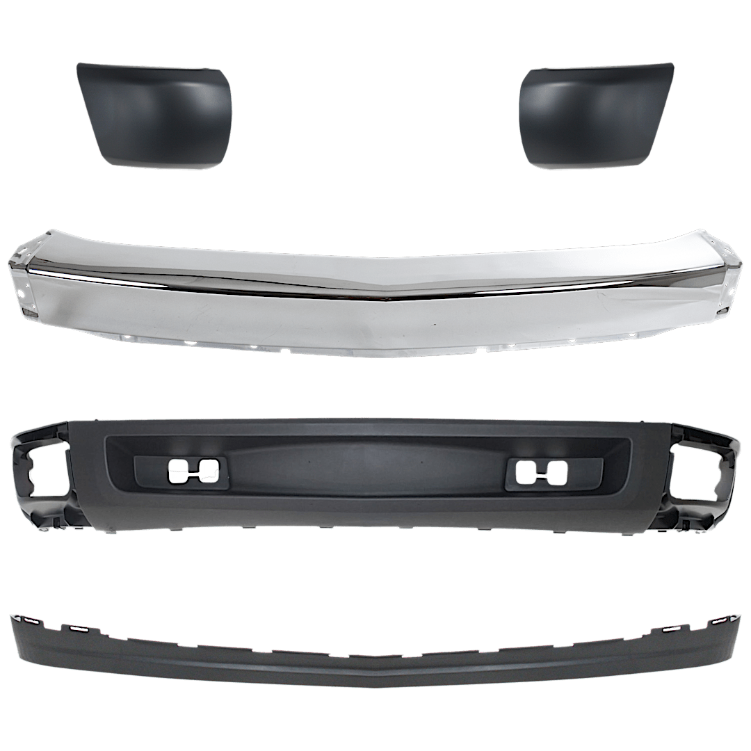 kit-053024-c33_1.png Replacement 5-Piece Kit, Front, Driver and Passenger Side, Lower Bumper, Chrome, Includes (1) Bumper, (2) Bumper End, and (2) Valance - Image 1