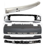 Replacement 5-Piece Kit, Front Bumper, Chrome, Includes (1) Bumper, (1) Bumper Cover, (1) Bumper Reinforcement, (1) Bumper Retainer, and (1) Valance