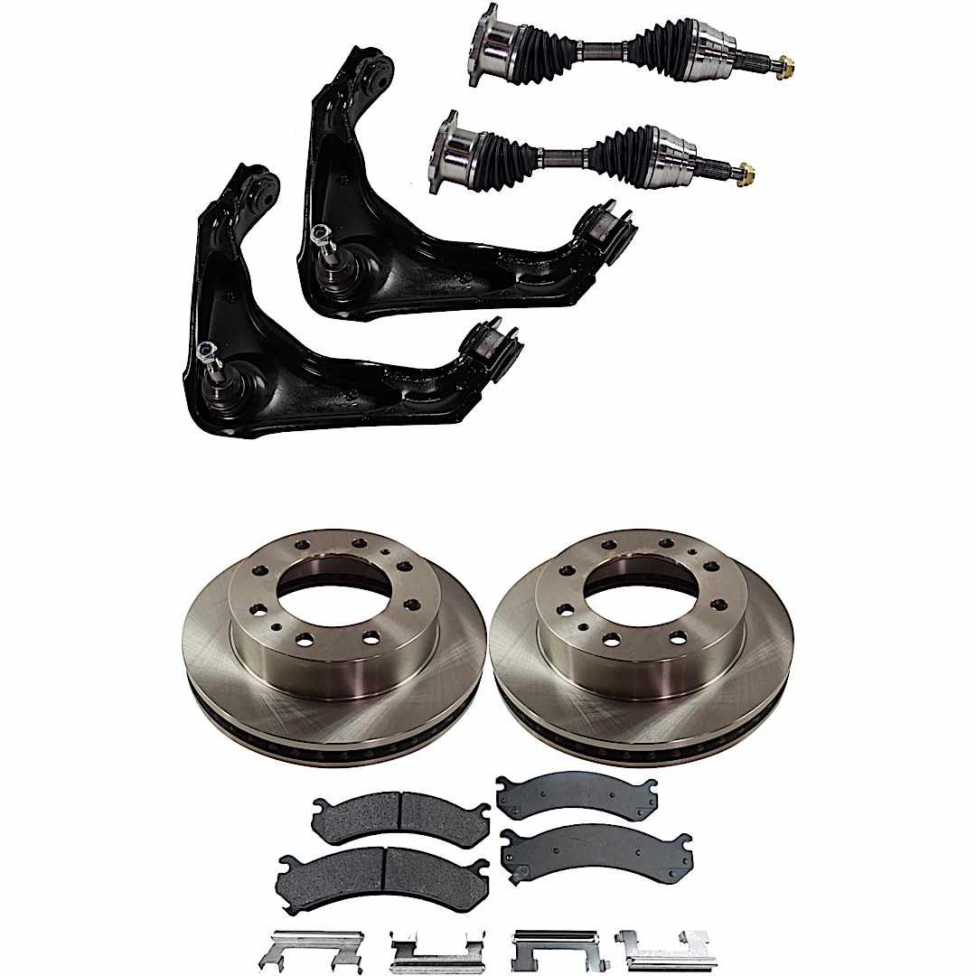 kit-060222-019_1.jpg TrueDrive 8-Piece Kit Front, Driver and Passenger Side Axle Assembly, includes (2) Axle Assembly, (2) Brake Disc, (1) Brake Pad Set, and (2) Control Arm, 4WD - Image 1