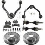 TrueDrive 8-Piece Kit Front, Driver and Passenger Side Axle Assembly with Brake Discs, Brake Pad Set, and Control Arms, 4WD