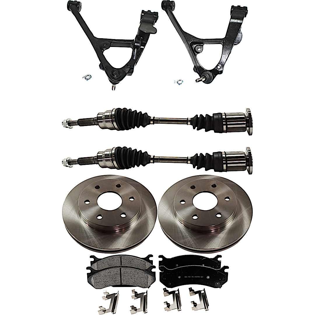 kit-060222-261_1.jpg TrueDrive 7-Piece Kit Front, Driver and Passenger Side, Lower Control Arm, All Wheel Drive, With Front Torsion Bar Spring, includes Axle Assembly, Brake Discs, and Brake Pad Set - Image 1
