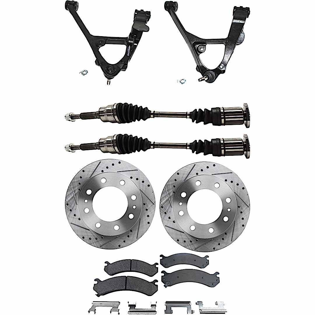 kit-060222-301_1.jpg TrueDrive 7-Piece Kit Front, Driver and Passenger Side, Lower Control Arm, 8 Lugs Wheels, Exc. GVW 7,300 Lbs., includes Axle Assembly, Brake Discs, and Brake Pad Set - Image 1