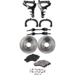 TrueDrive 9-Piece Kit Front, Driver and Passenger Side, Upper and Lower Control Arm with Axle Assemblies, Brake Discs, and Brake Pad Set