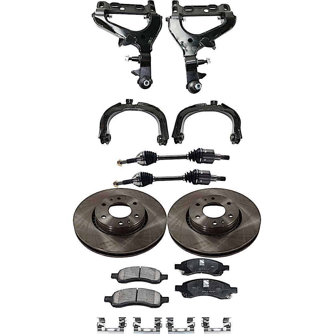 kit-060222-402_1.jpg TrueDrive 9-Piece Kit Front, Driver and Passenger Side, Upper and Lower Control Arm with Axle Assemblies, Brake Discs, and Brake Pad Set - Image 1